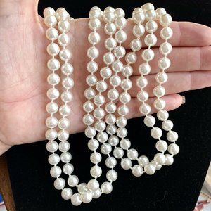 Fun Faux Pearl Beaded Opera Length Continuous 58 Inch Necklace